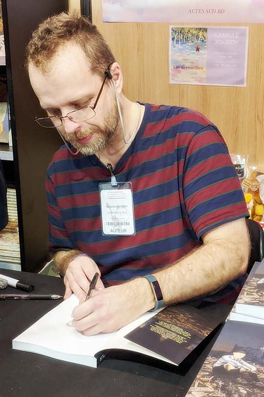 Ben signing French copies of A New Jerusalem